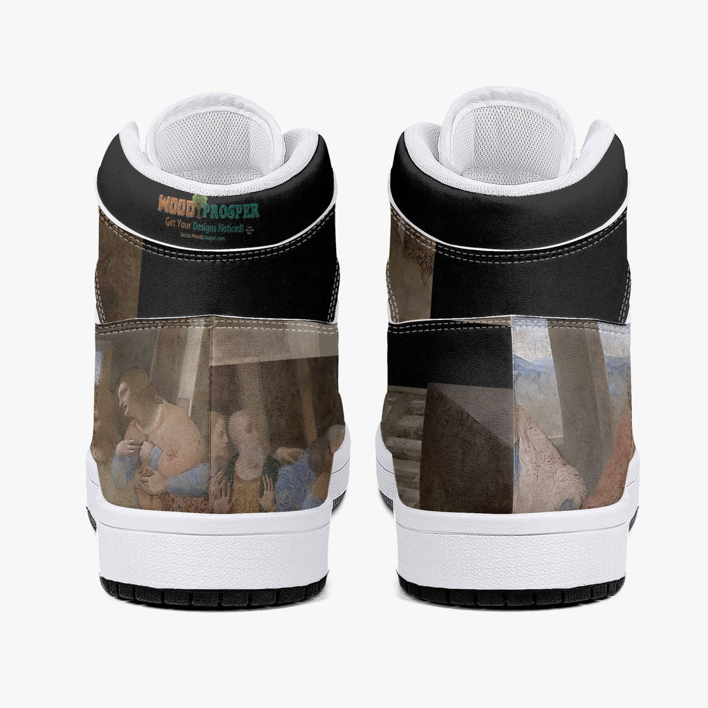 209. Custom Designed The Last Supper High-Top Leather Sneakers - White / Black
