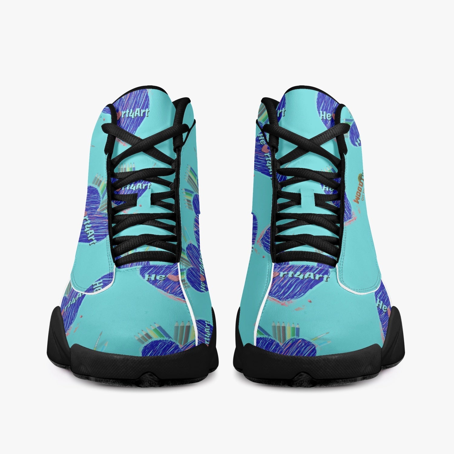 326. Heart4Art Black Sole High-Top Leather Basketball Sneakers