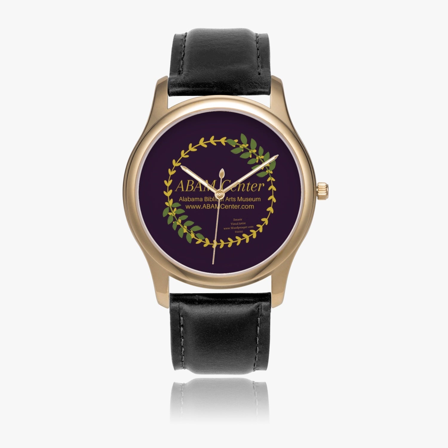 ABAM Center Stylish Leather Strap Classic Quartz Watch (Gold)