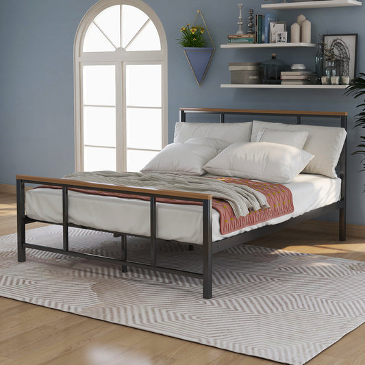 Metal bed with wood decoration （Twin size）
