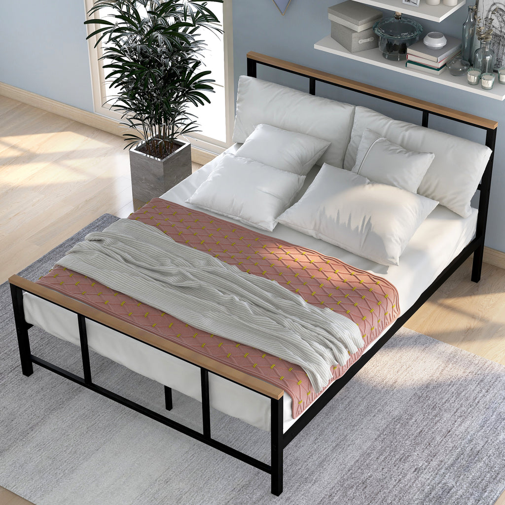 Metal bed with wood decoration （Twin size）