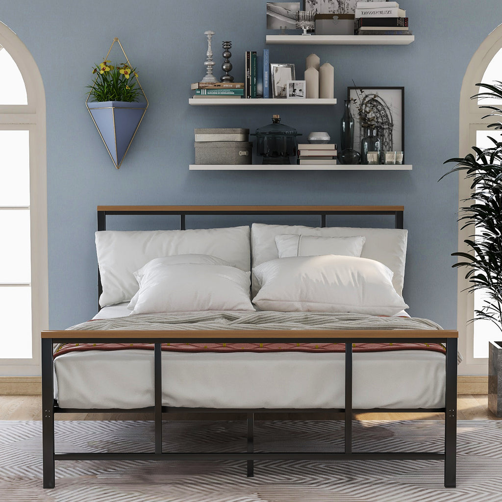 Metal bed with wood decoration （Twin size）