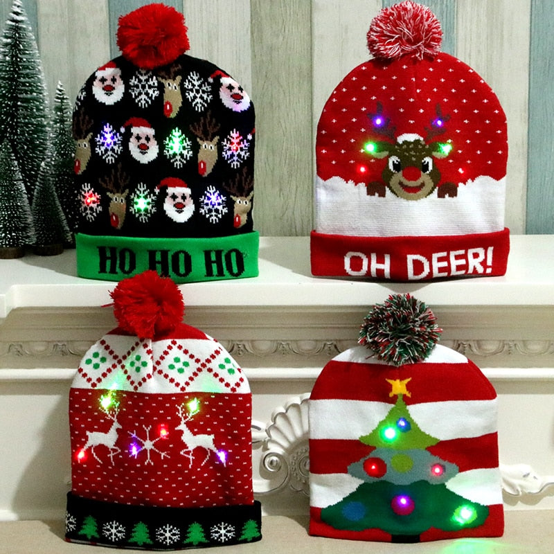 Knitted LED Christmas Beanie Party Cap