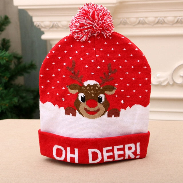 Knitted LED Christmas Beanie Party Cap