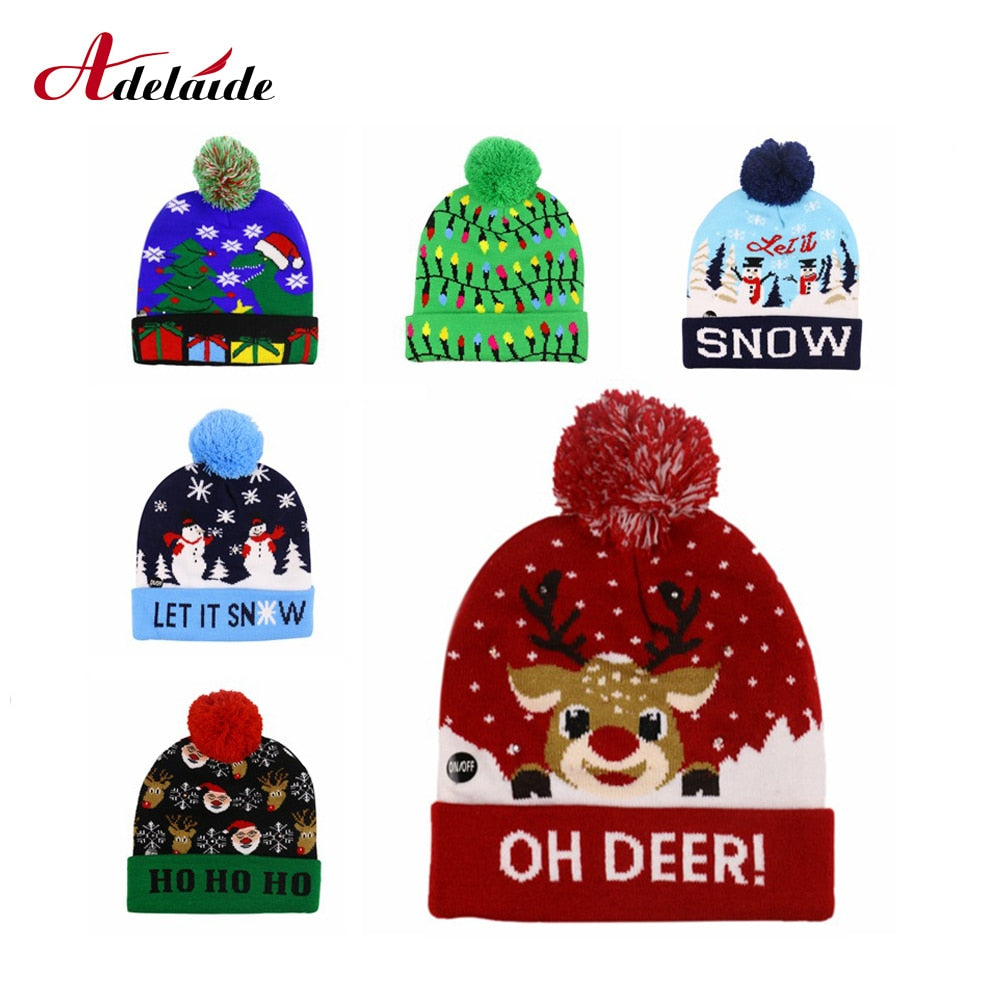 LED Christmas Hat Warm Winter Fashion Light Up Hat