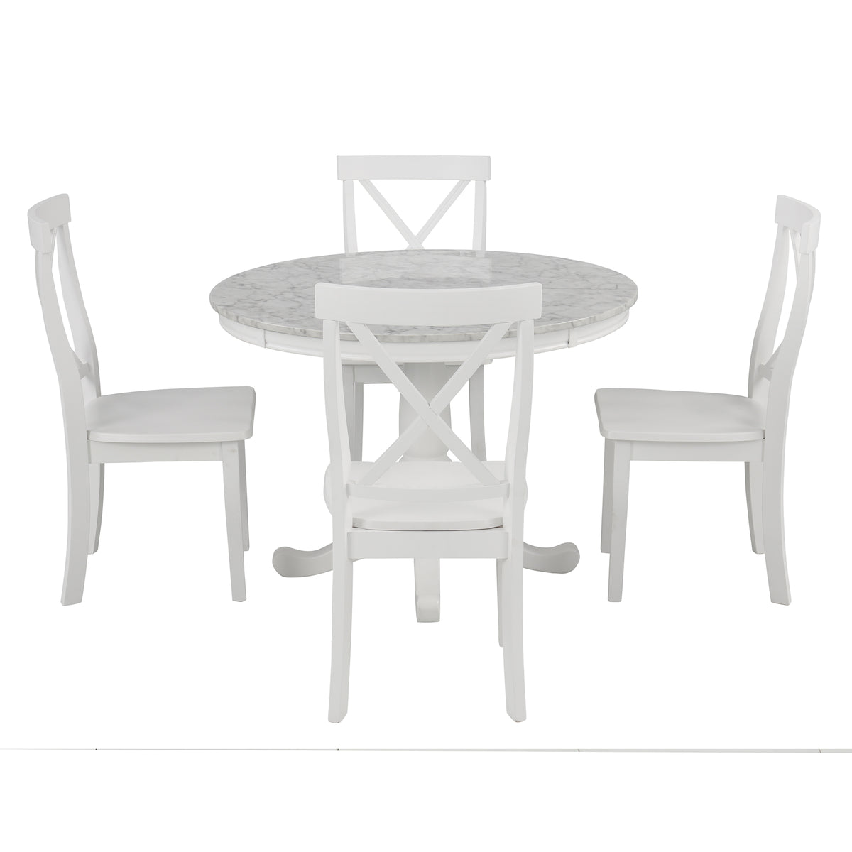5 Pieces Dining Table and Chairs Set for 4 Persons, Kitchen Room Solid Wood Table with 4 Chairs