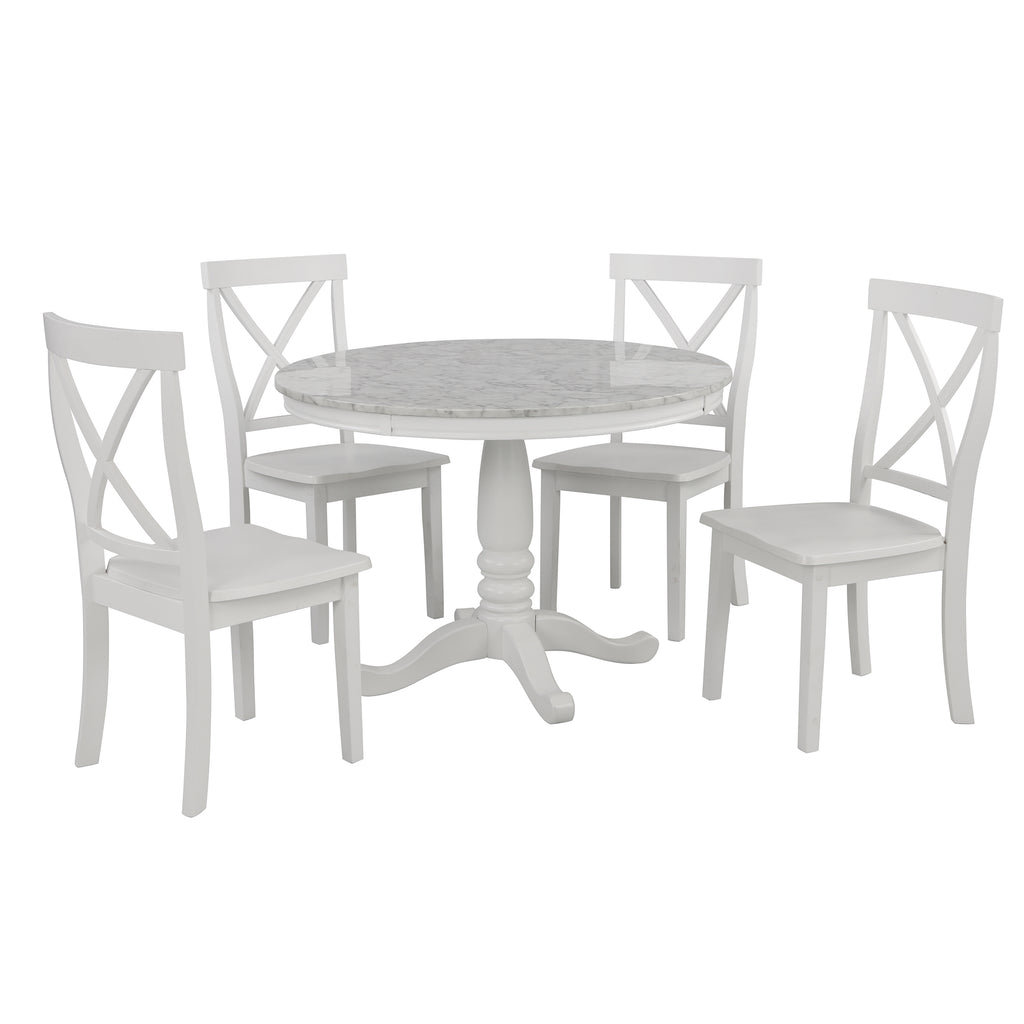 5 Pieces Dining Table and Chairs Set for 4 Persons, Kitchen Room Solid Wood Table with 4 Chairs