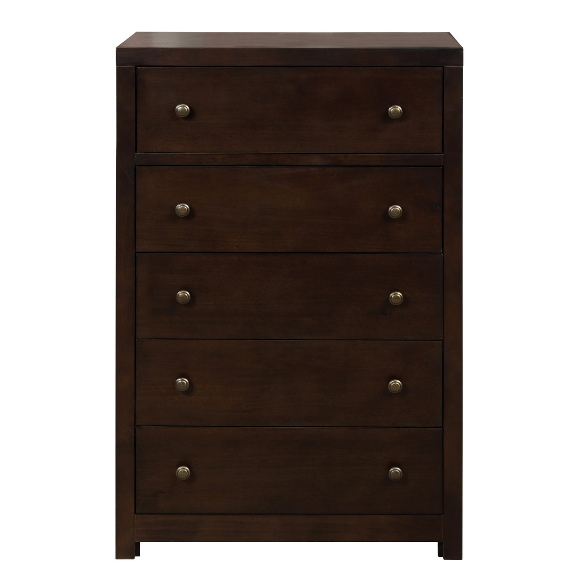 Vintage Aesthetic 5 Drawers Solid Wood Chest in Rich Brown (Chest of Freely Configurable Bedroom Sets)