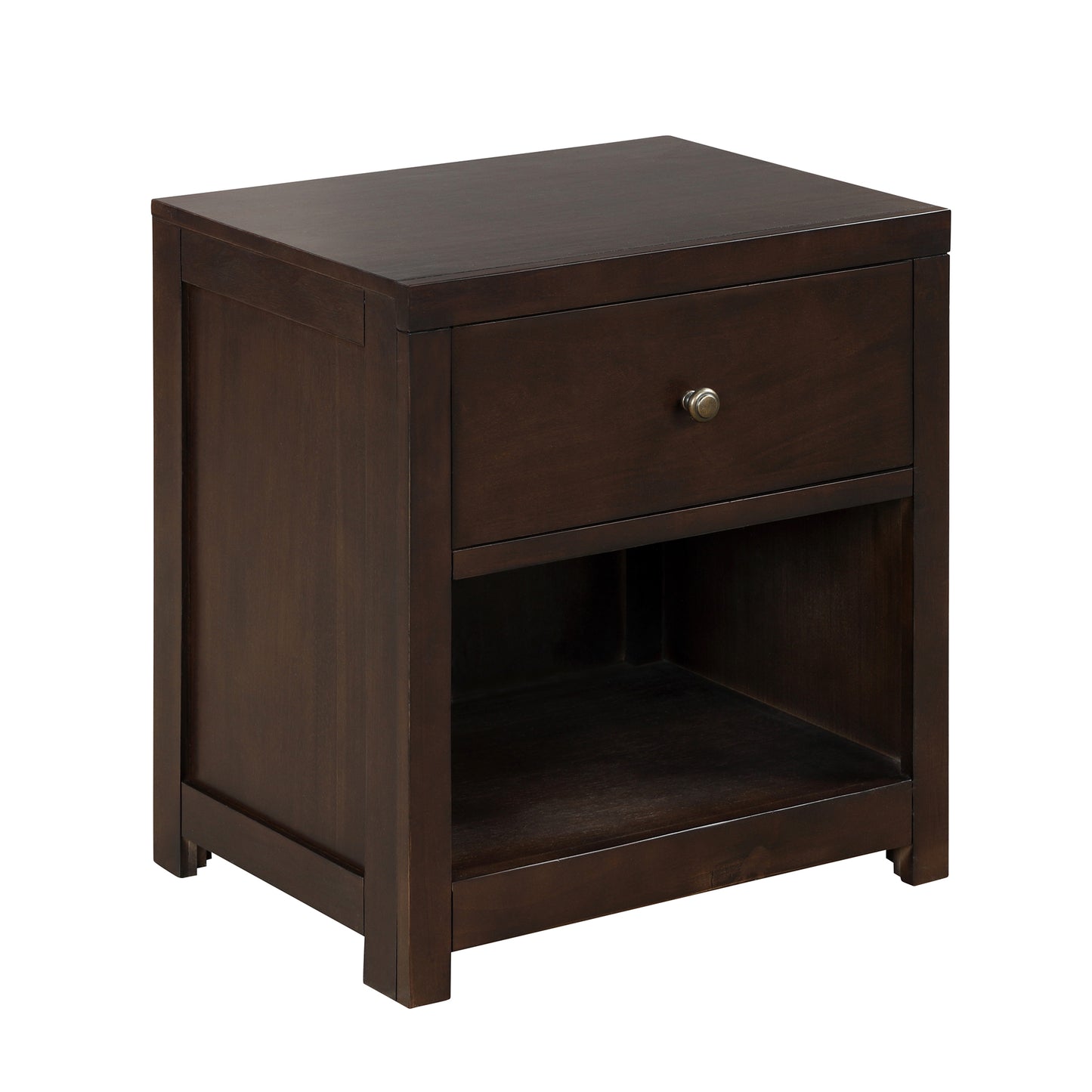 Vintage Aesthetic 1 Drawer Solid Wood Nightstand Sofa End Table  in Rich Brown (Nightstand of Freely Configurable Bedroom Sets)