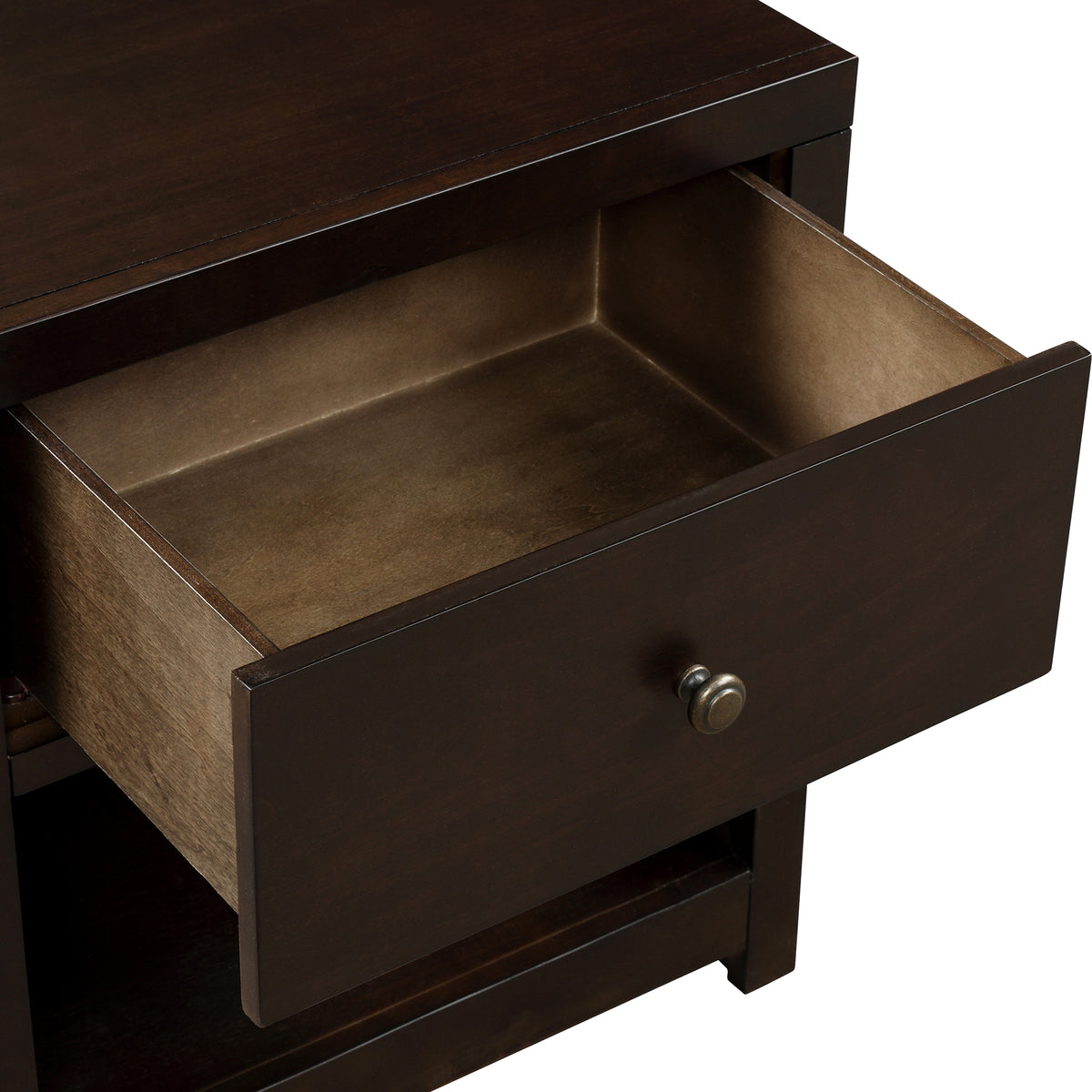Vintage Aesthetic 1 Drawer Solid Wood Nightstand Sofa End Table  in Rich Brown (Nightstand of Freely Configurable Bedroom Sets)