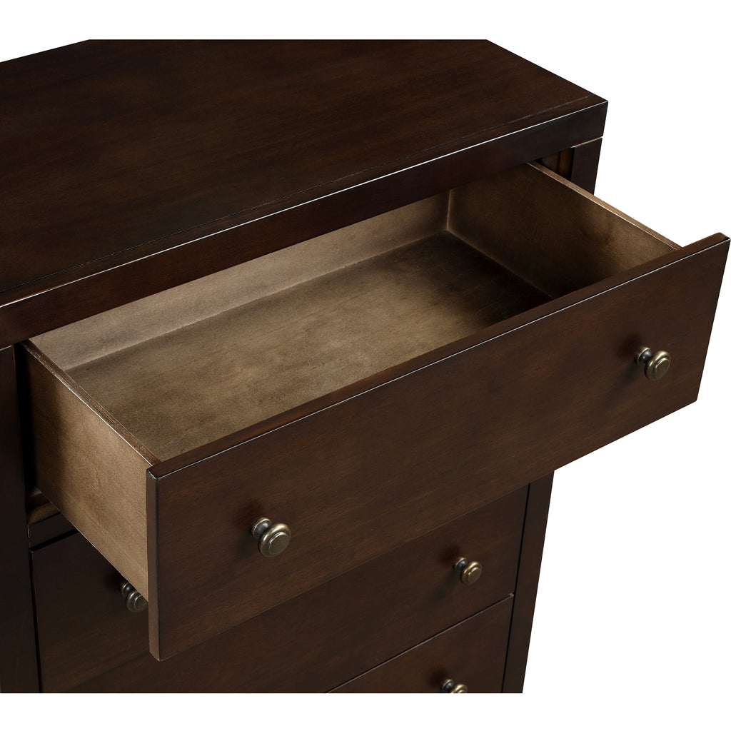 Vintage Aesthetic 5 Drawers Solid Wood Chest in Rich Brown (Chest of Freely Configurable Bedroom Sets)