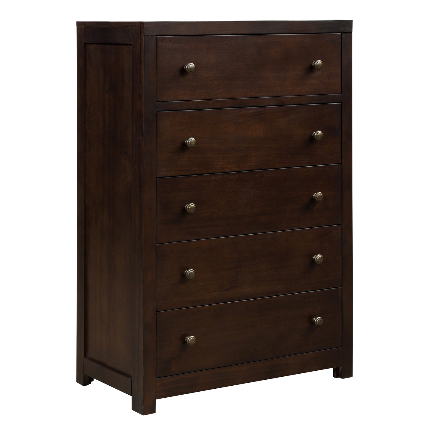 Vintage Aesthetic 5 Drawers Solid Wood Chest in Rich Brown (Chest of Freely Configurable Bedroom Sets)