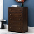 Vintage Aesthetic 5 Drawers Solid Wood Chest in Rich Brown (Chest of Freely Configurable Bedroom Sets)