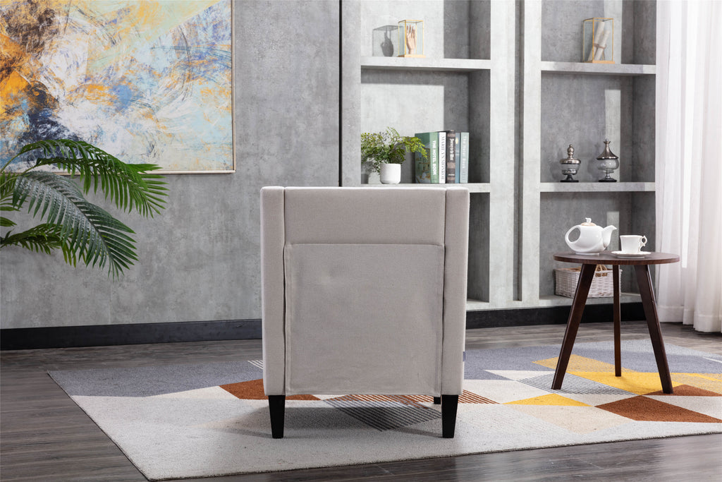 accent armchair living room chair  with nailheads and solid wood legs Beige  Linen