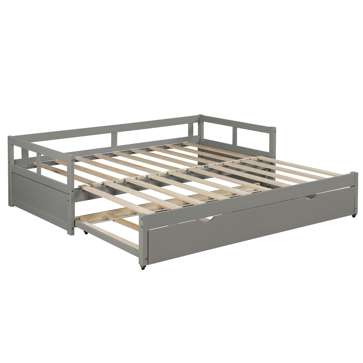 Extending Daybed with Trundle,Wooden Daybed with Trundle, Gray