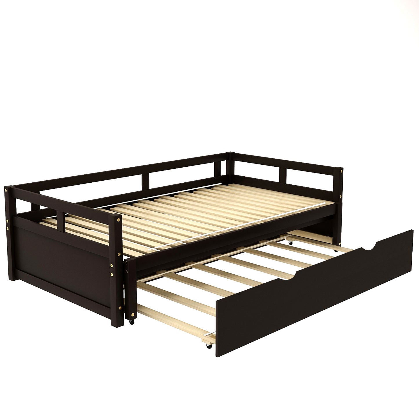 Extending Daybed with Trundle,Wooden Daybed with Trundle, Espresso