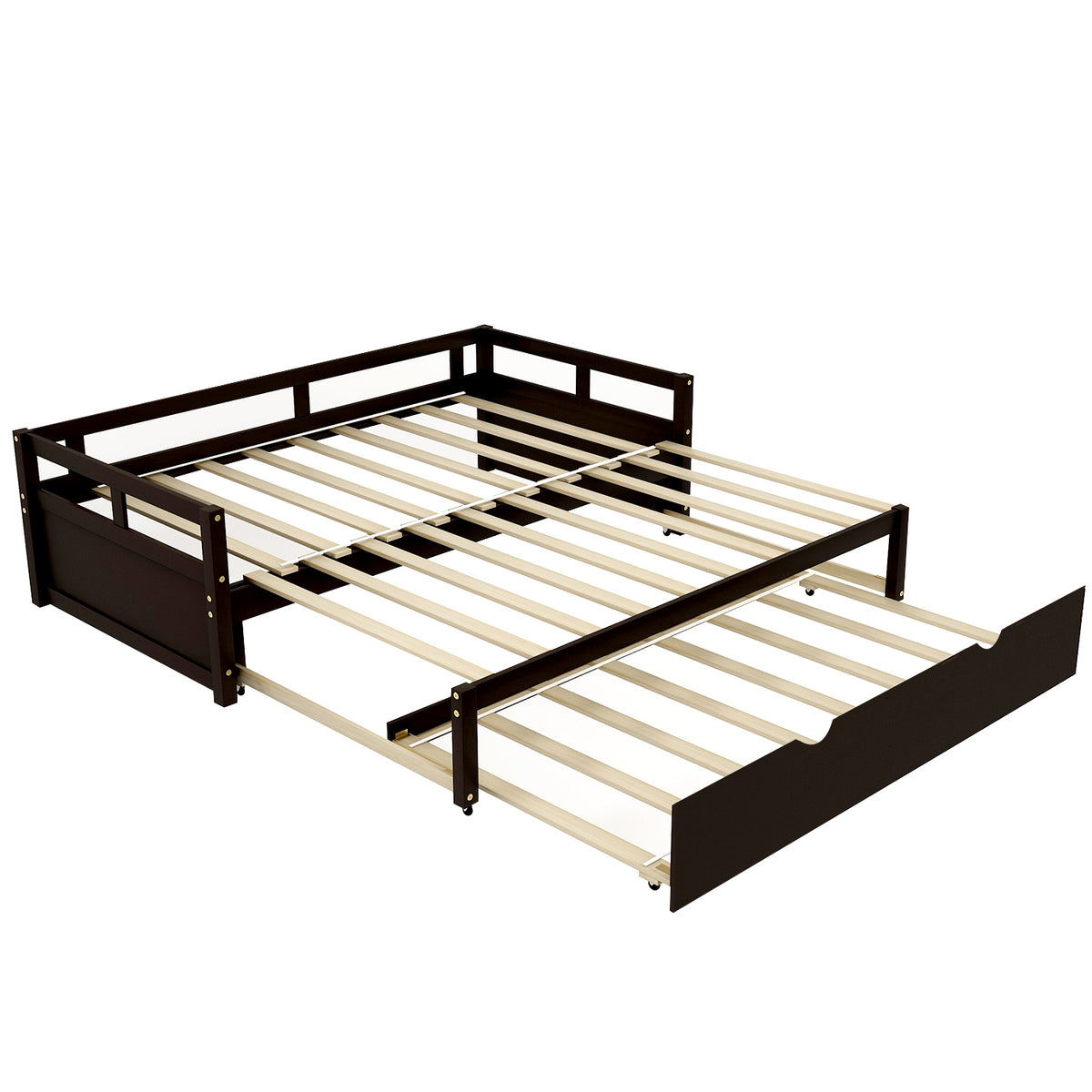 Extending Daybed with Trundle,Wooden Daybed with Trundle, Espresso