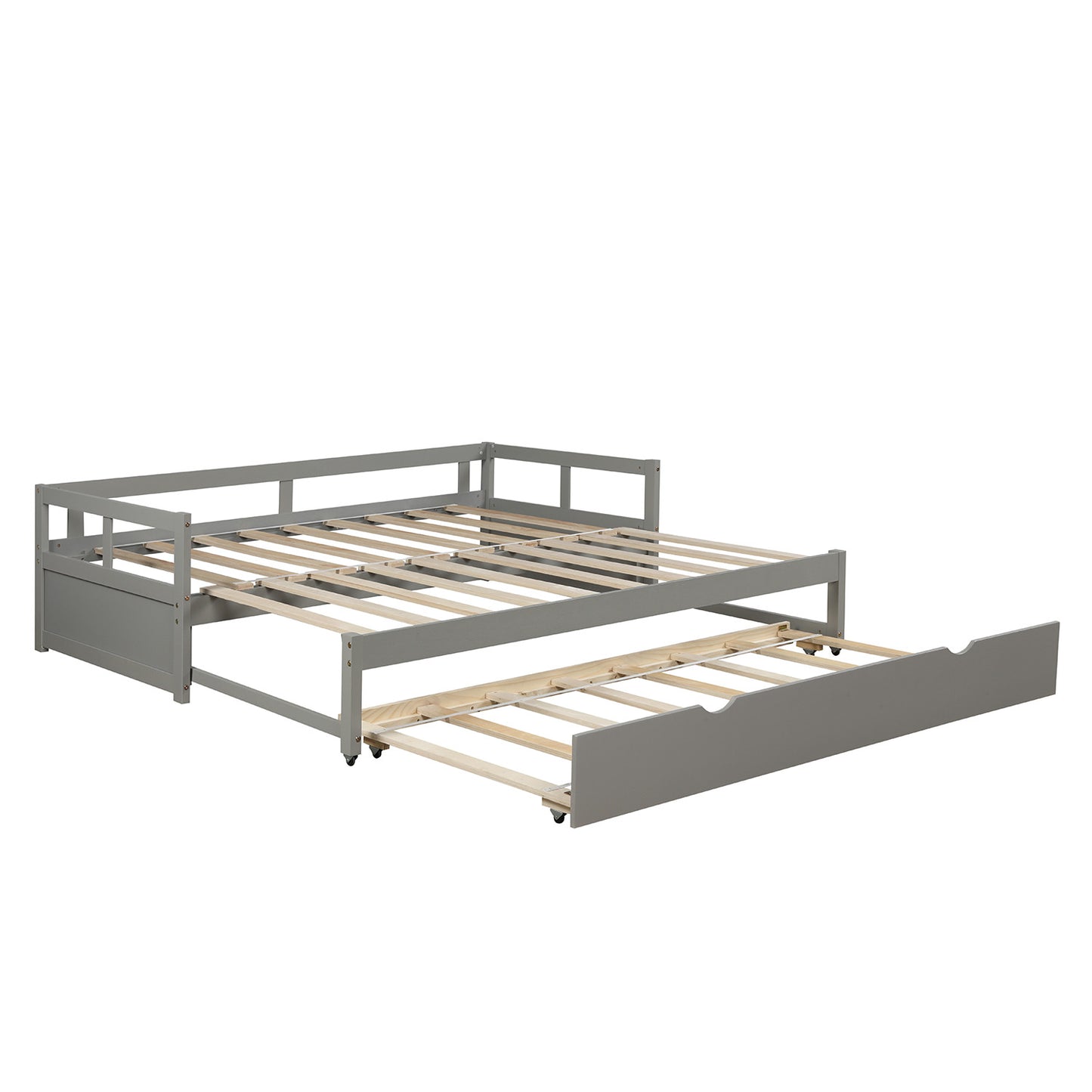 Extending Daybed with Trundle,Wooden Daybed with Trundle, Gray