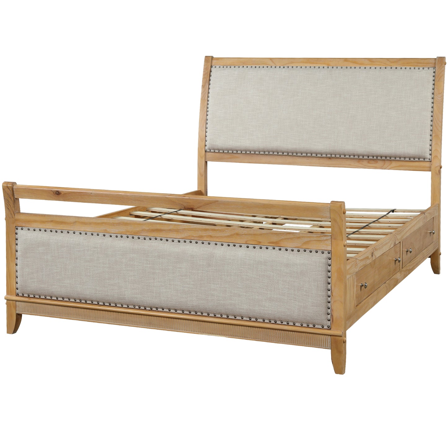 Hazel Upholstered and Wood Storage King Bed with 4 drawers