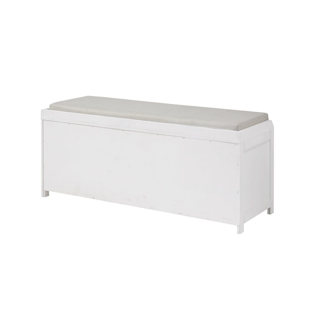 Homes Collection Wood Storage Bench with 2 Cabinets
