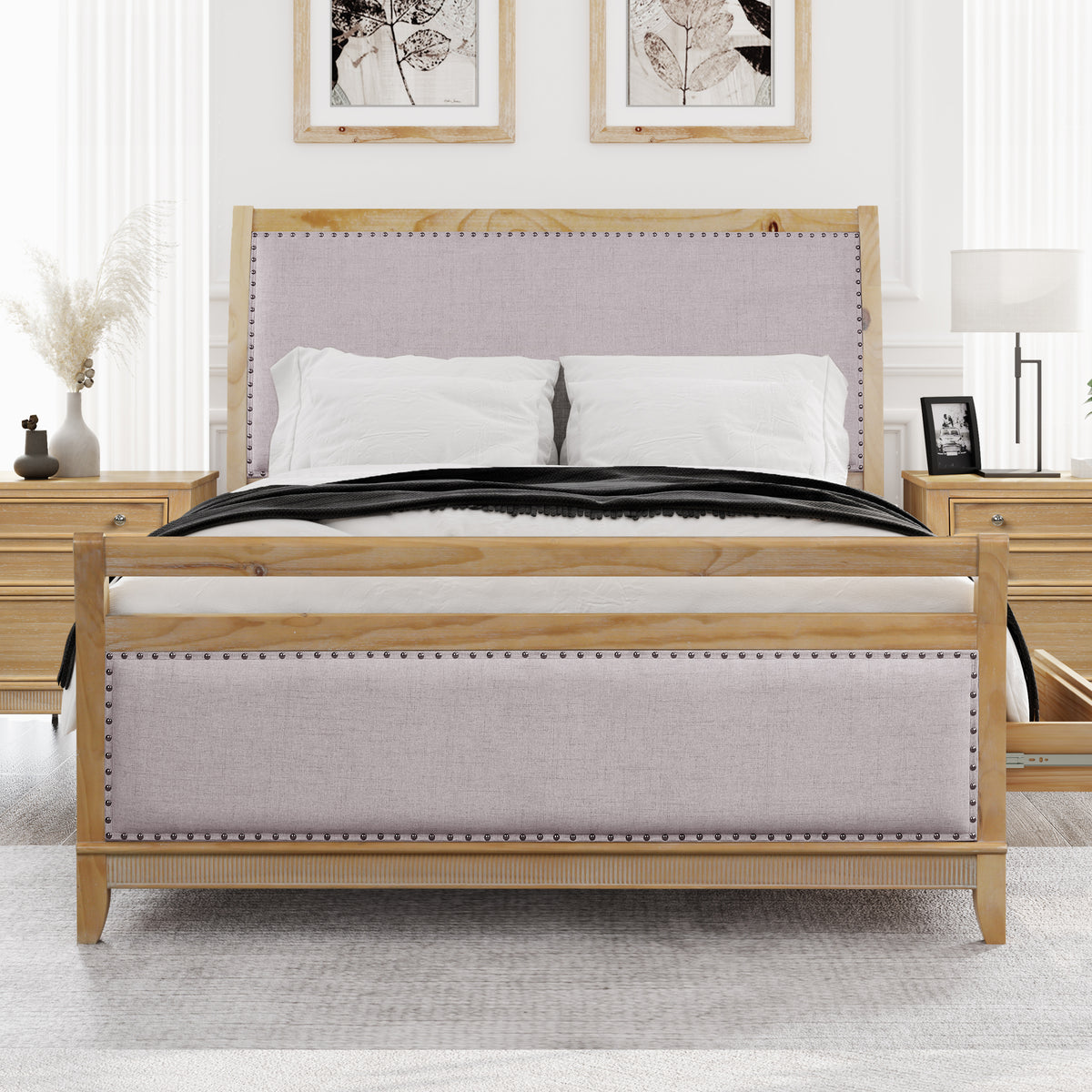 Hazel Upholstered and Wood Storage Queen Bed with 4 drawers