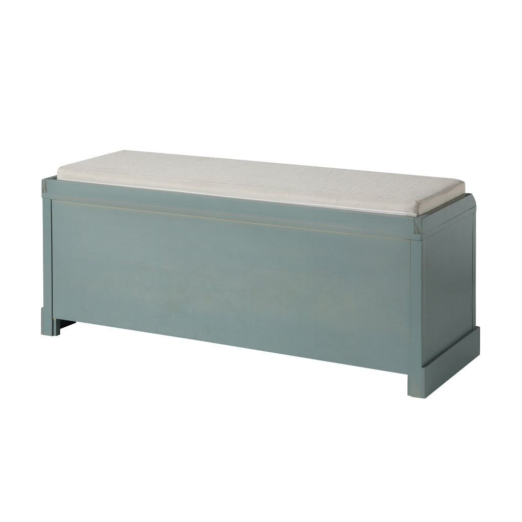 Homes Collection Wood Storage Bench with 2 Cabinets and 1 Basket