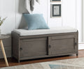 Homes Collection Wood Storage Bench with 2 Cabinets