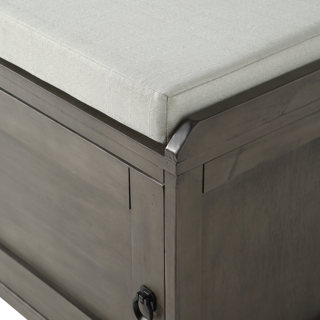Homes Collection Wood Storage Bench with 2 Cabinets