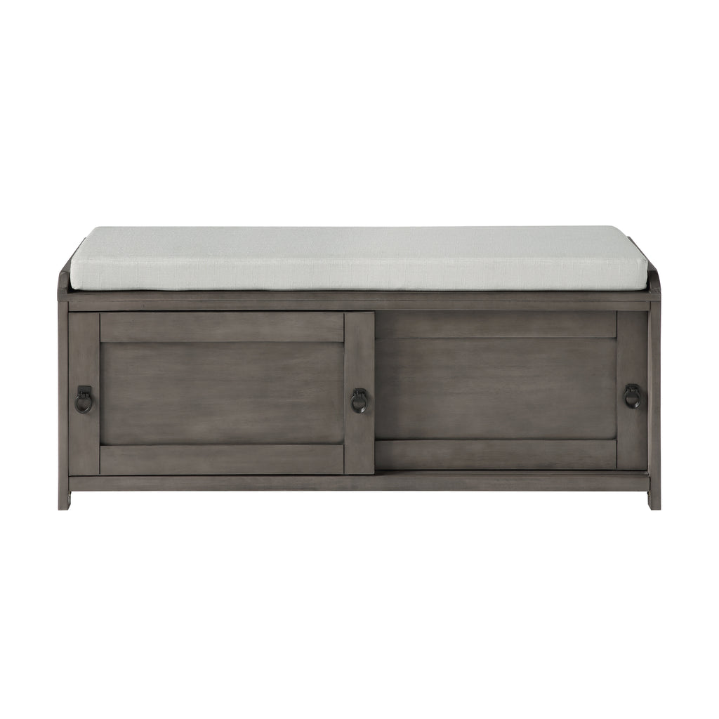 Homes Collection Wood Storage Bench with 2 Cabinets