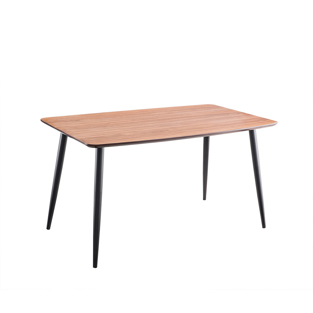 Rectangular Wood Veneer Dining Table with Iron Legs