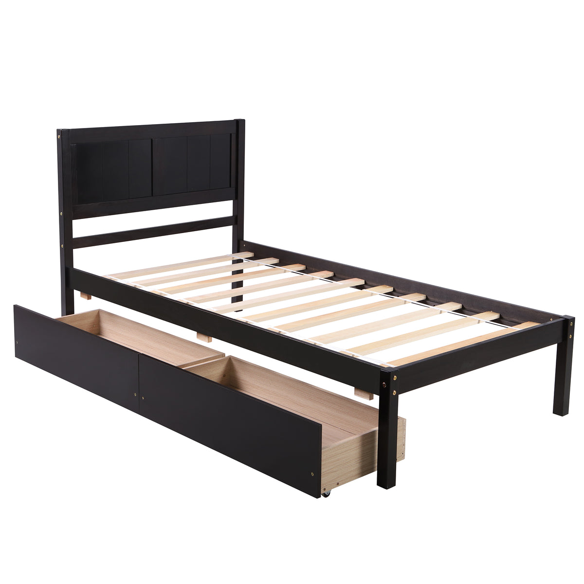 Twin size Platform Bed Wood Platform Bed with Two Drawers
