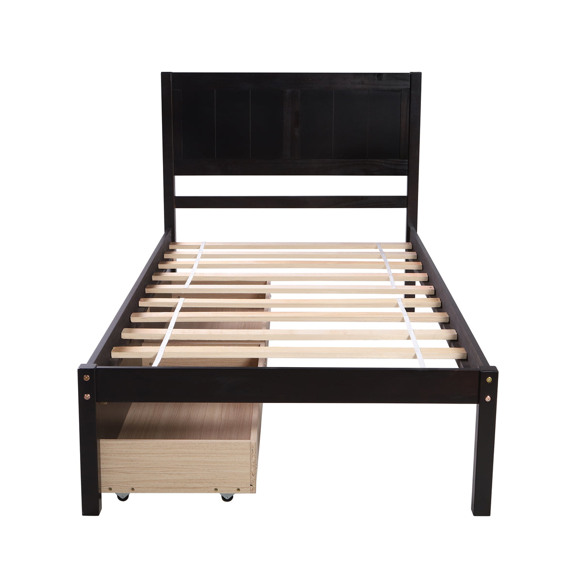 Twin size Platform Bed Wood Platform Bed with Two Drawers