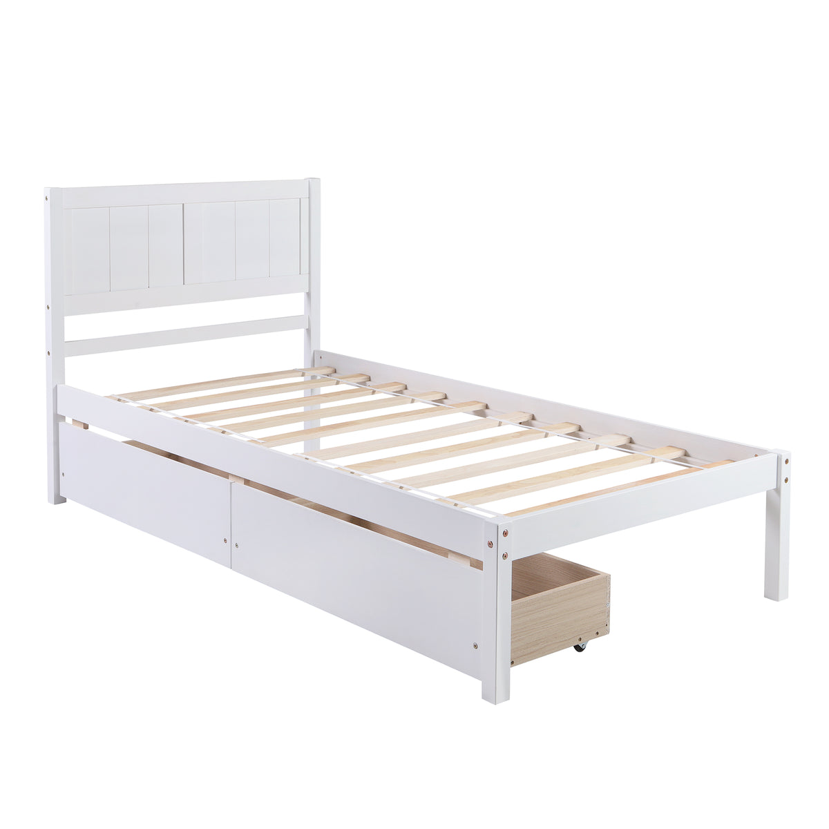 Twin size Platform Bed Wood Platform Bed with Two Drawers