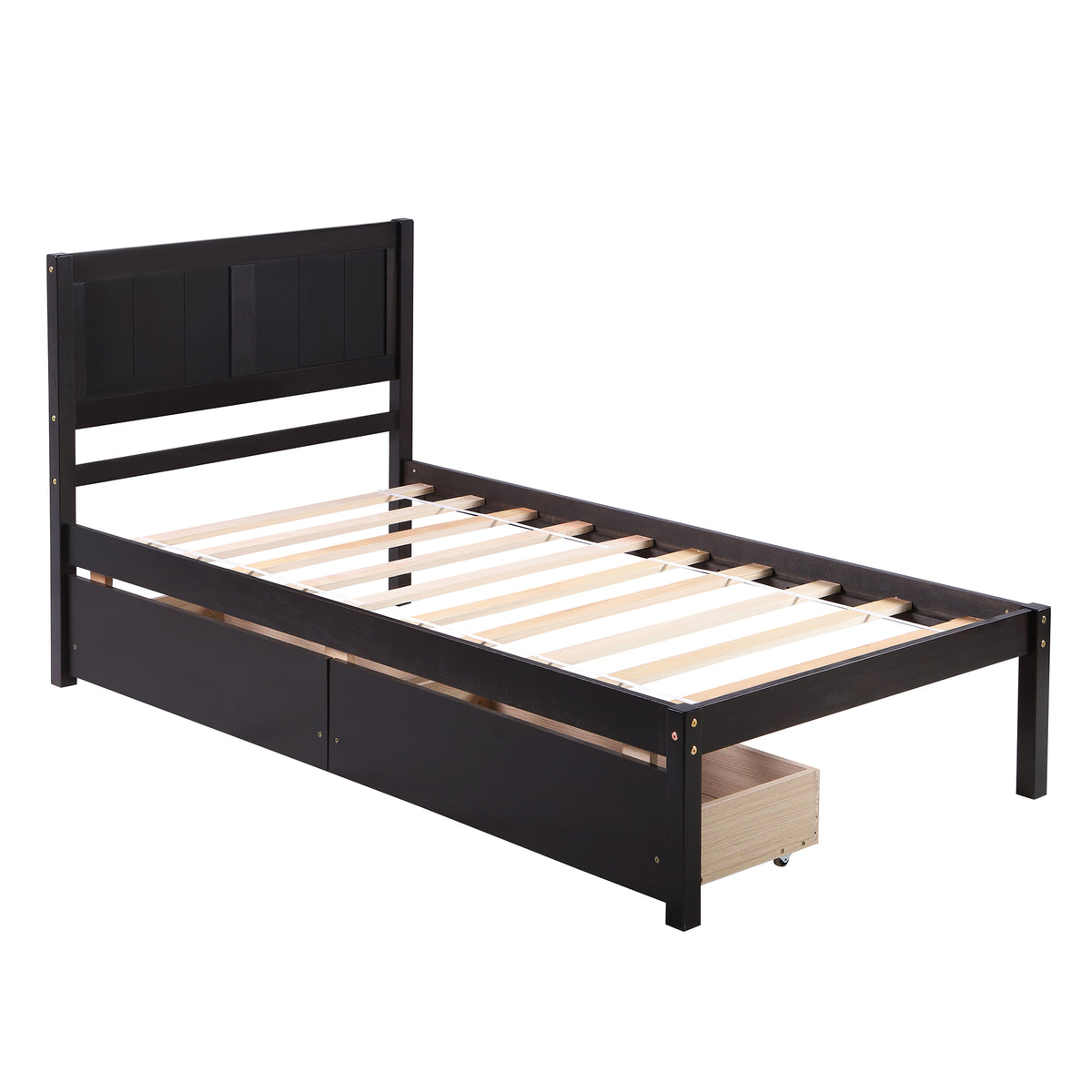 Twin size Platform Bed Wood Platform Bed with Two Drawers