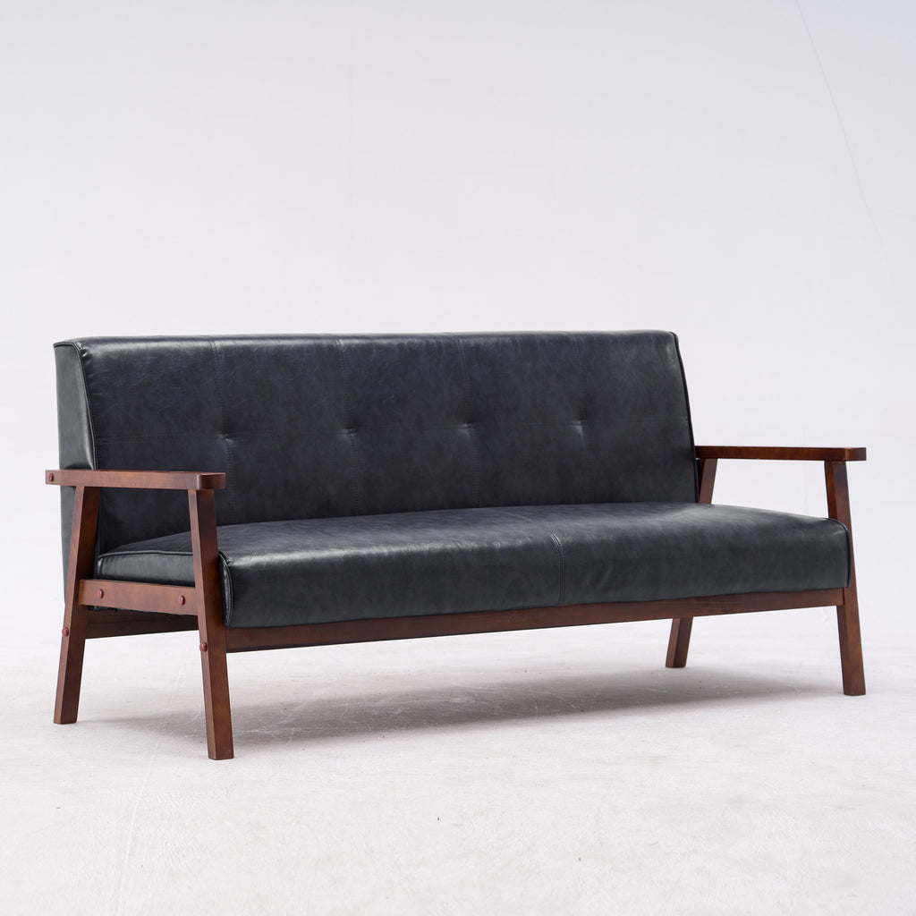 3P SOFA 3-Seater  Home Living Room Wooden arms Black