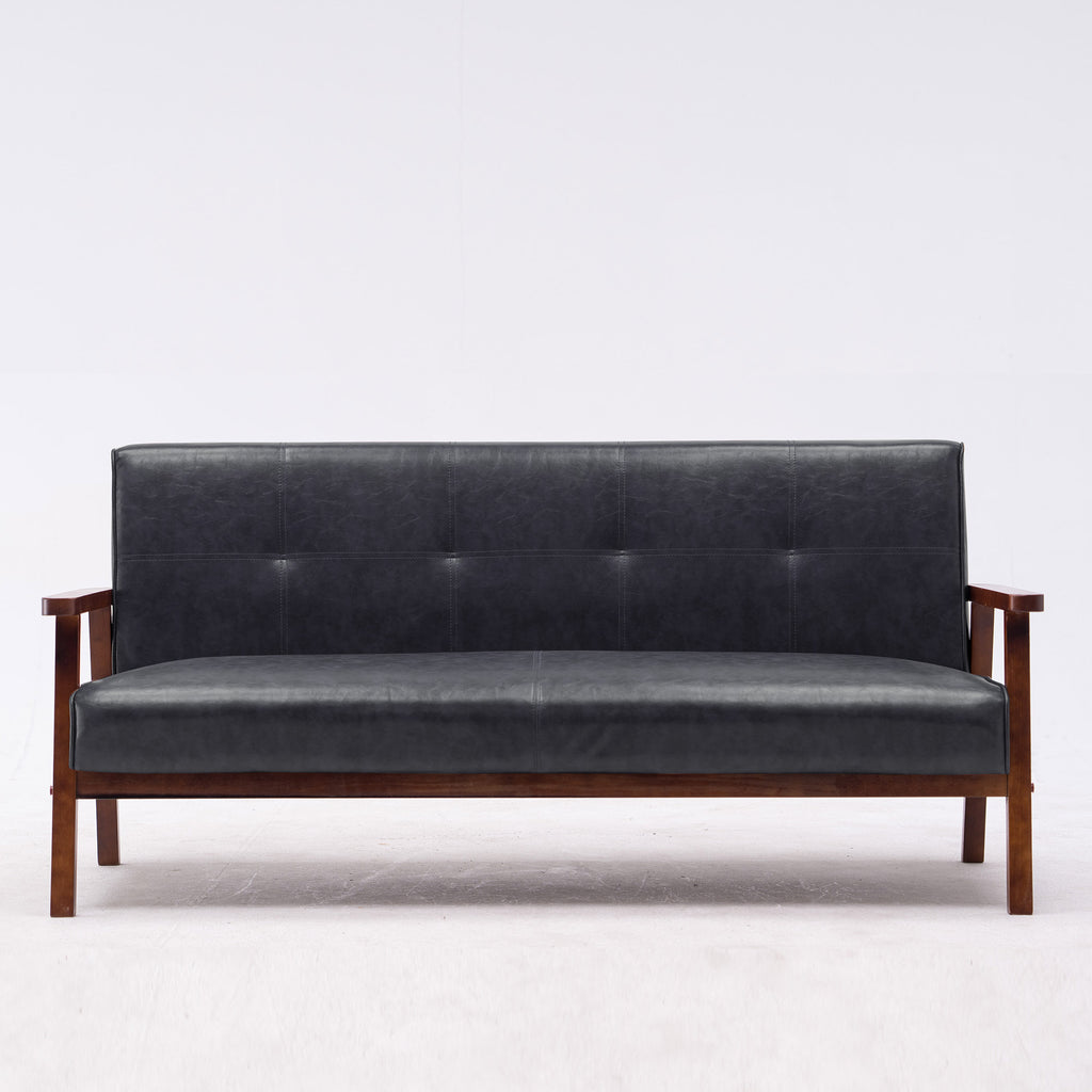 3P SOFA 3-Seater  Home Living Room Wooden arms Black