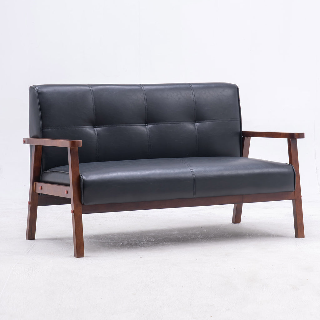 2P SOFA 2-Seater  Home Living Room Wooden arms Black