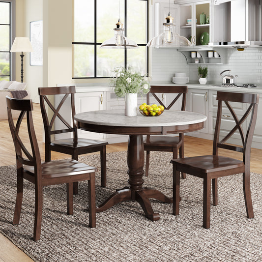 5 Pieces Dining Table and Chairs Set for 4 Persons, Kitchen Room Solid Wood Table with 4 Chairs
