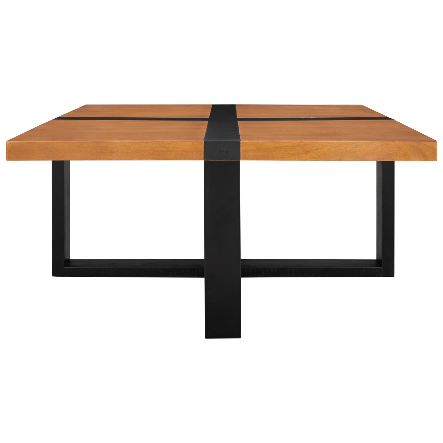 U-style Coffee Table With Crossed-shape Table Top and Wood Legs,37.4 Inch