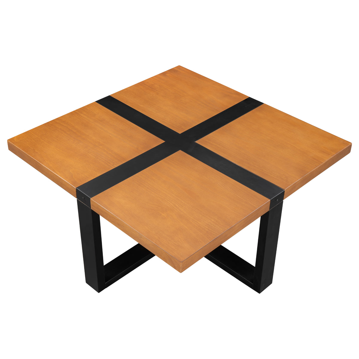 U-style Coffee Table With Crossed-shape Table Top and Wood Legs,37.4 Inch