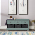 Homes Collection  Wood Storage Bench with 3  Drawers and 3 Woven Baskets