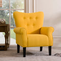 Modern Wing Back Accent Chair Roll Arm Living Room Cushion with Wooden Legs,Yellow