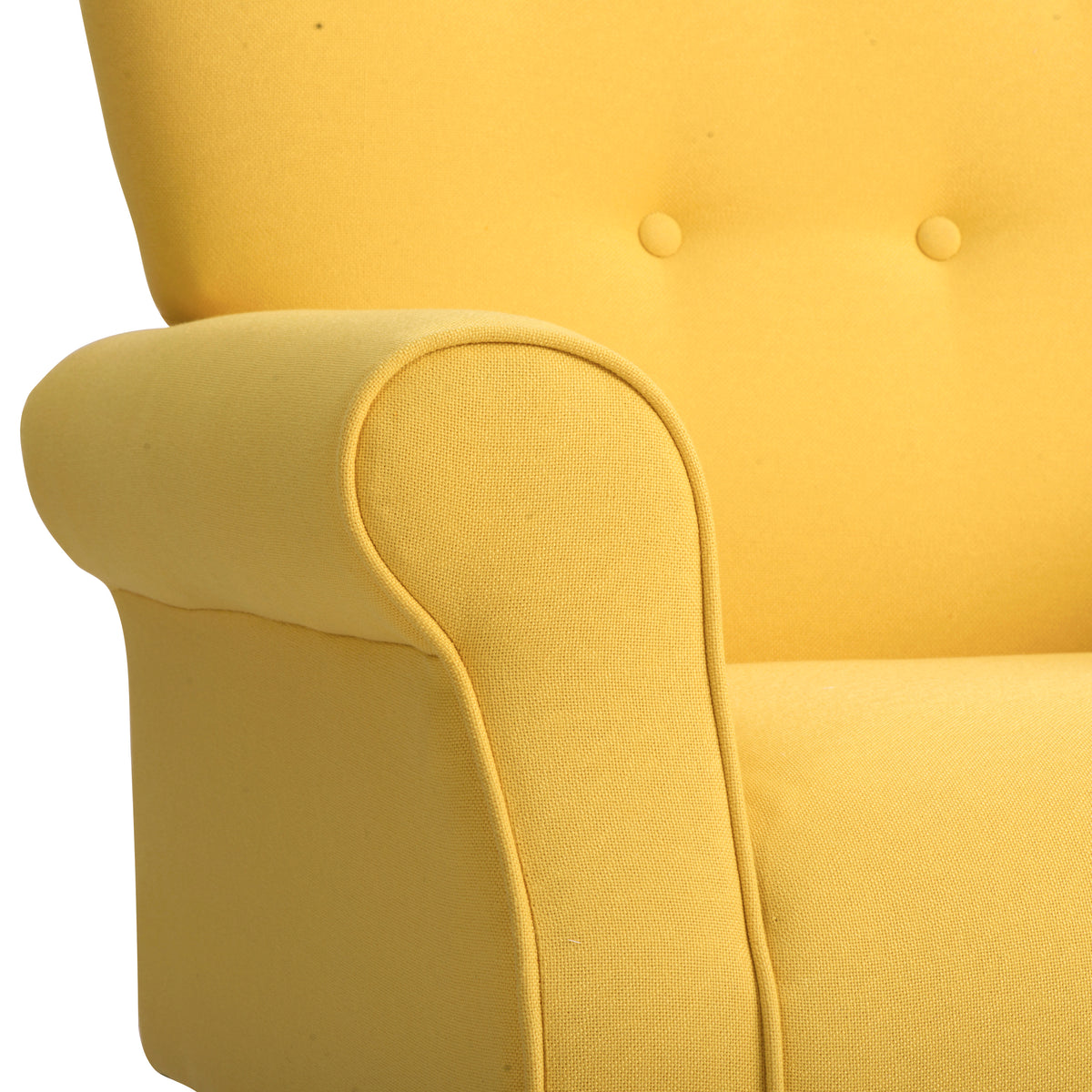 Modern Wing Back Accent Chair Roll Arm Living Room Cushion with Wooden Legs,Yellow