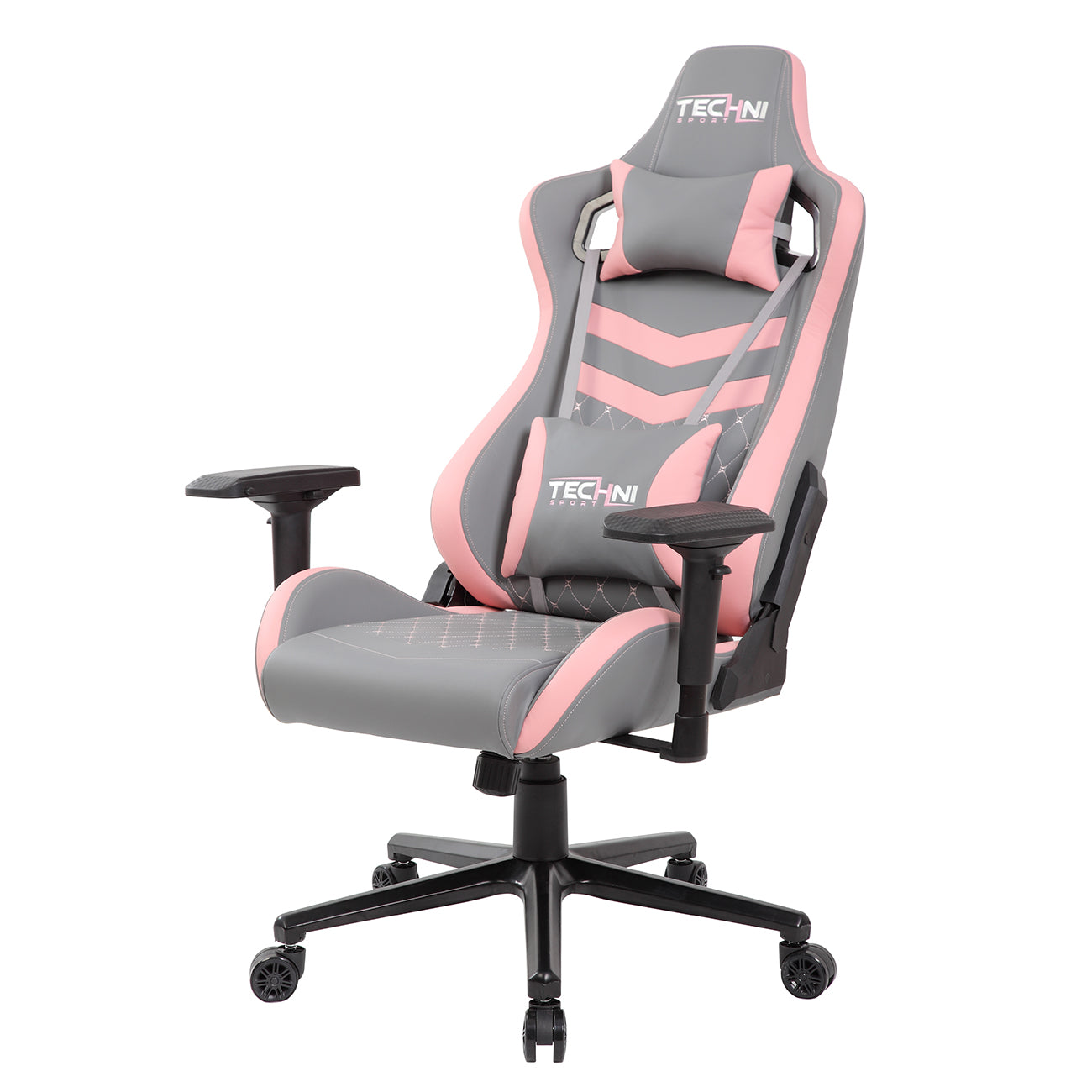 Techni Sport TS-83 Ergonomic High Back Racer Style PC Gaming Chair, Grey/Pink