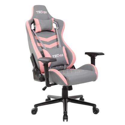 Techni Sport TS-83 Ergonomic High Back Racer Style PC Gaming Chair, Grey/Pink
