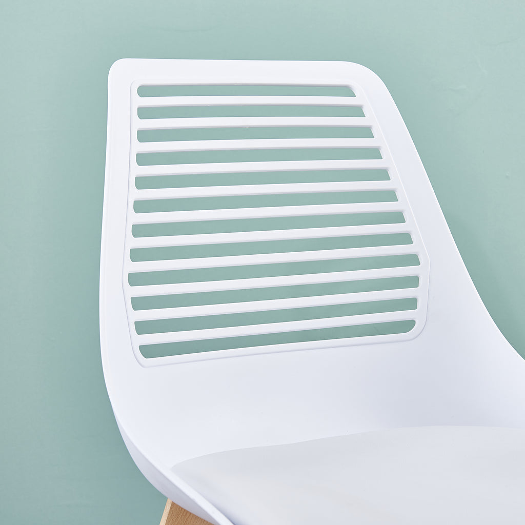 Plastic chair for living room, dining chair with wood leg（set of 2 Gray color）