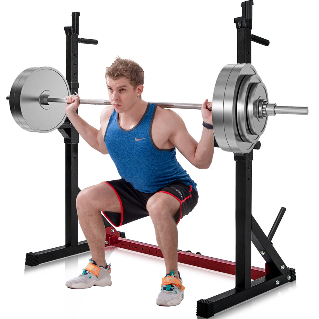 Adjustable Barbell Rack Max Load 550LBS Multi-Function Dipping Station Squat Stand Home Gym Fitness Weight Bench Press Stand