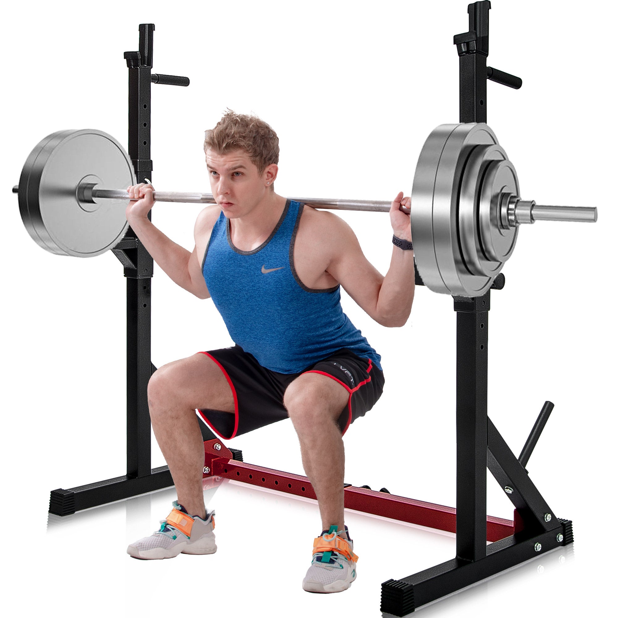 Adjustable Barbell Rack Max Load 550LBS Multi-Function Dipping Station Squat Stand Home Gym Fitness Weight Bench Press Stand