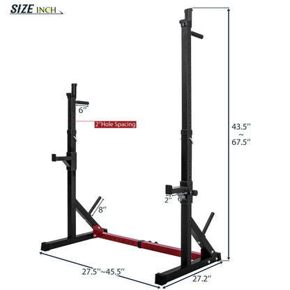 Adjustable Barbell Rack Max Load 550LBS Multi-Function Dipping Station Squat Stand Home Gym Fitness Weight Bench Press Stand