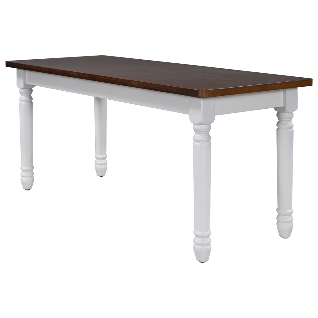 2-Piece Retro Farmhouse Solid Wood Kitchen Dining Benches Set,Cherry+White